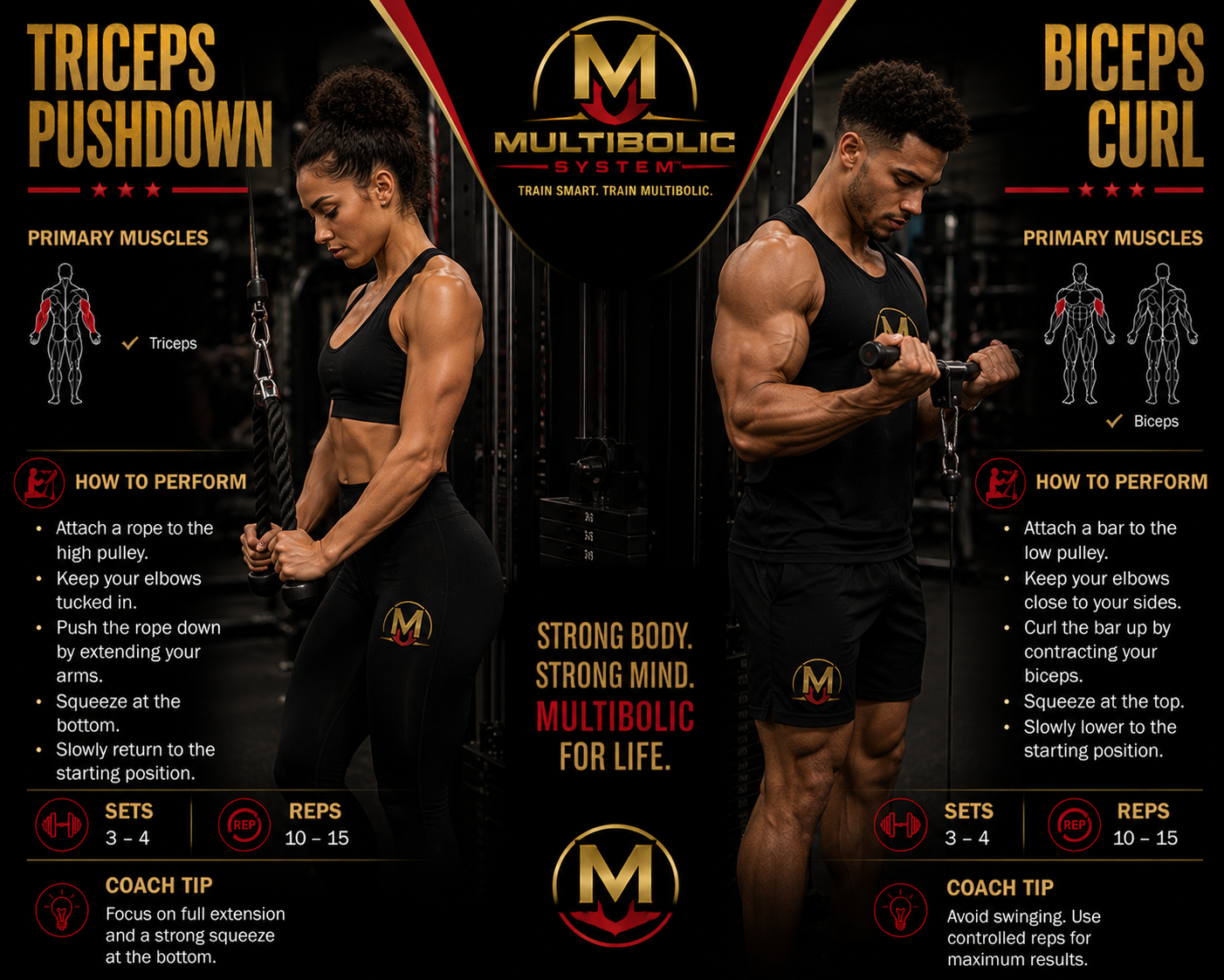 Cable Triceps Pushdown & Cable Biceps Curl